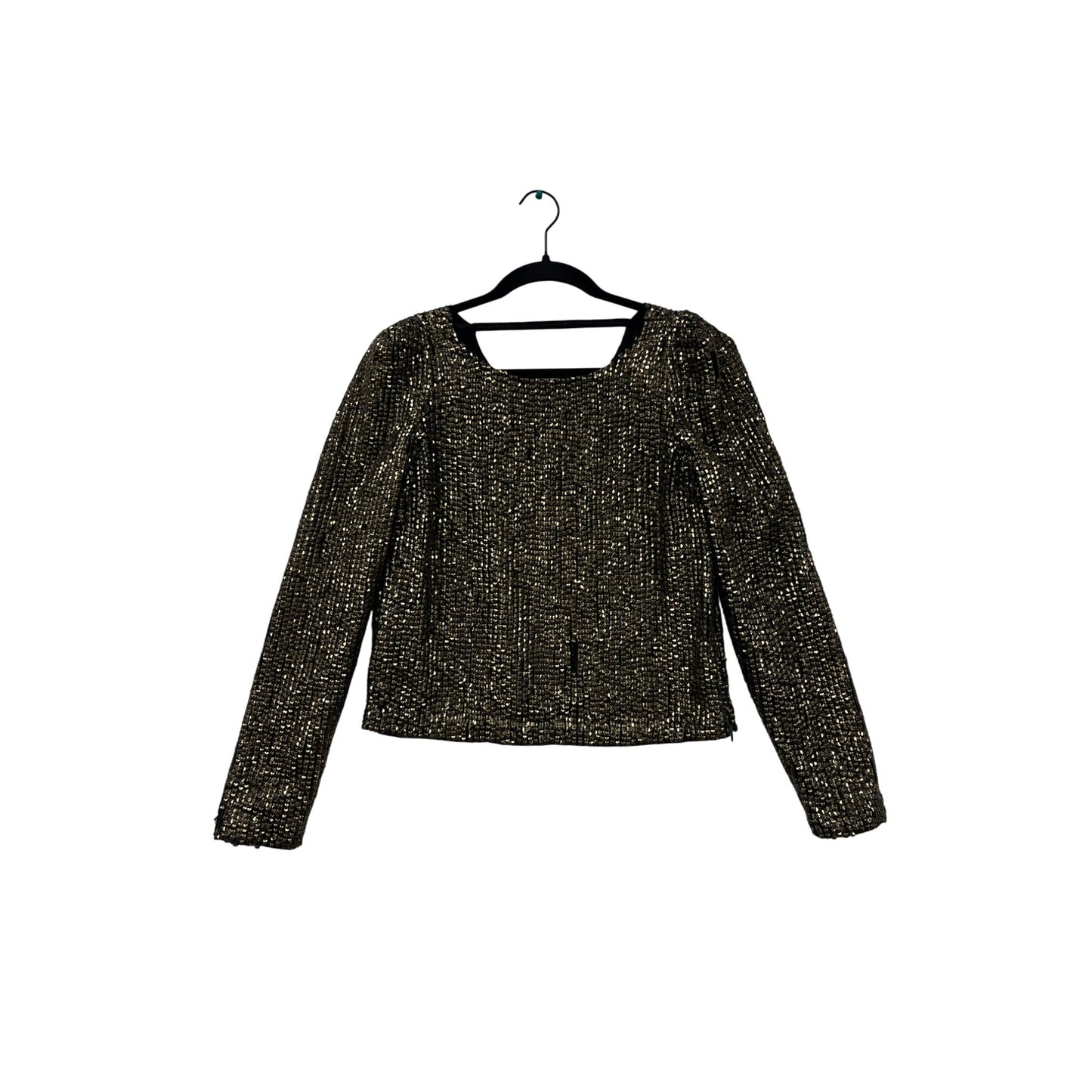 Joie Black & Gold Sequin Long Sleeve Square Neck Top #6069