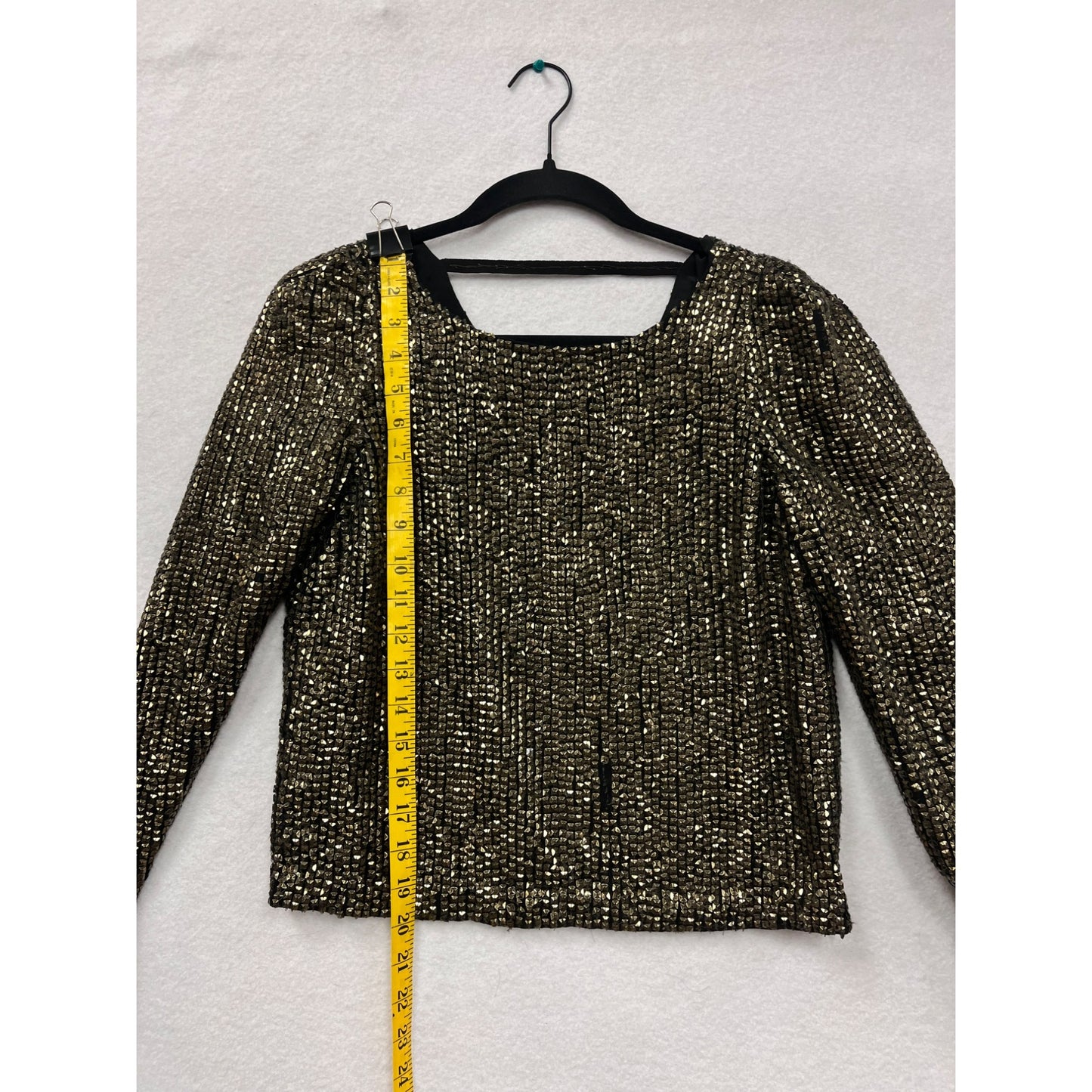Joie Black & Gold Sequin Long Sleeve Square Neck Top #6069
