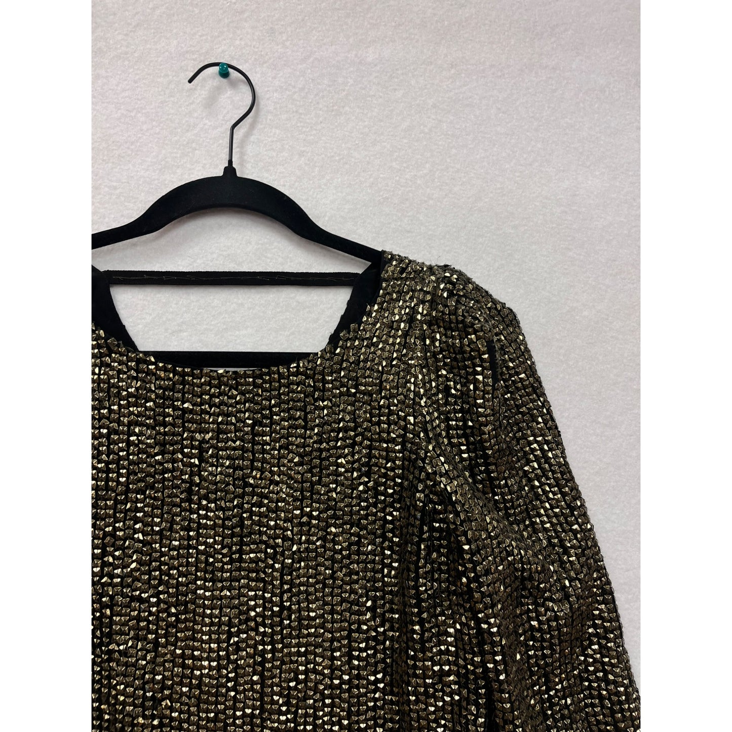 Joie Black & Gold Sequin Long Sleeve Square Neck Top #6069