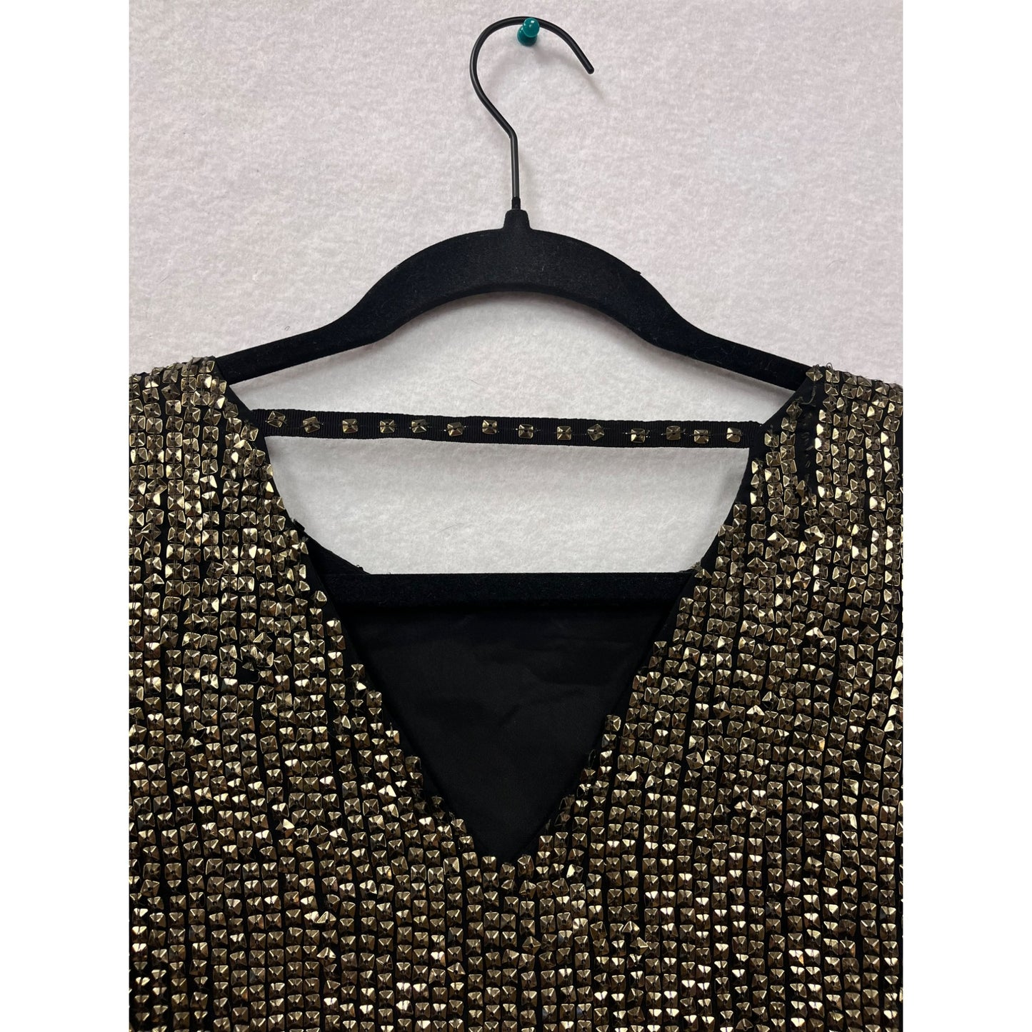 Joie Black & Gold Sequin Long Sleeve Square Neck Top #6069