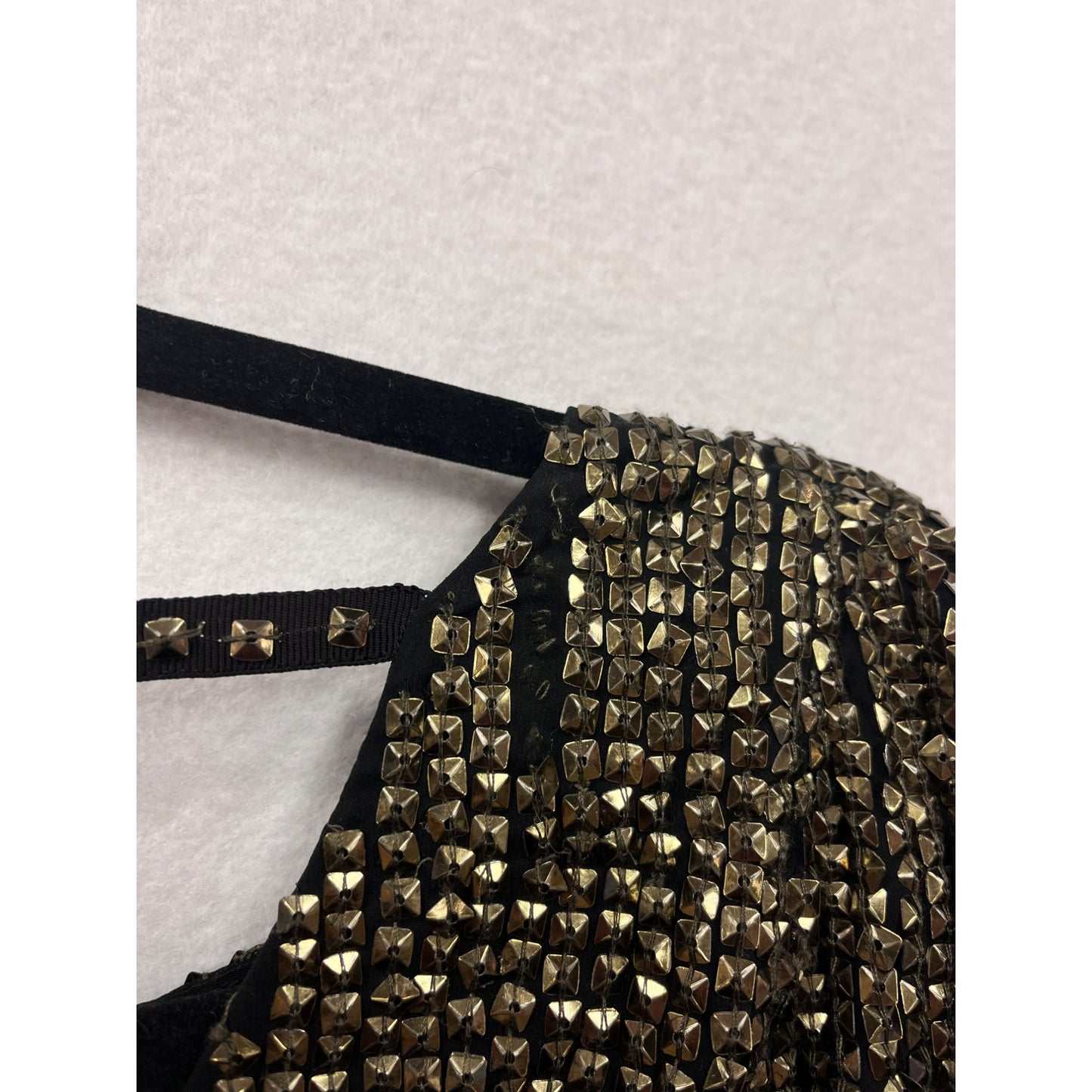 Joie Black & Gold Sequin Long Sleeve Square Neck Top #6069