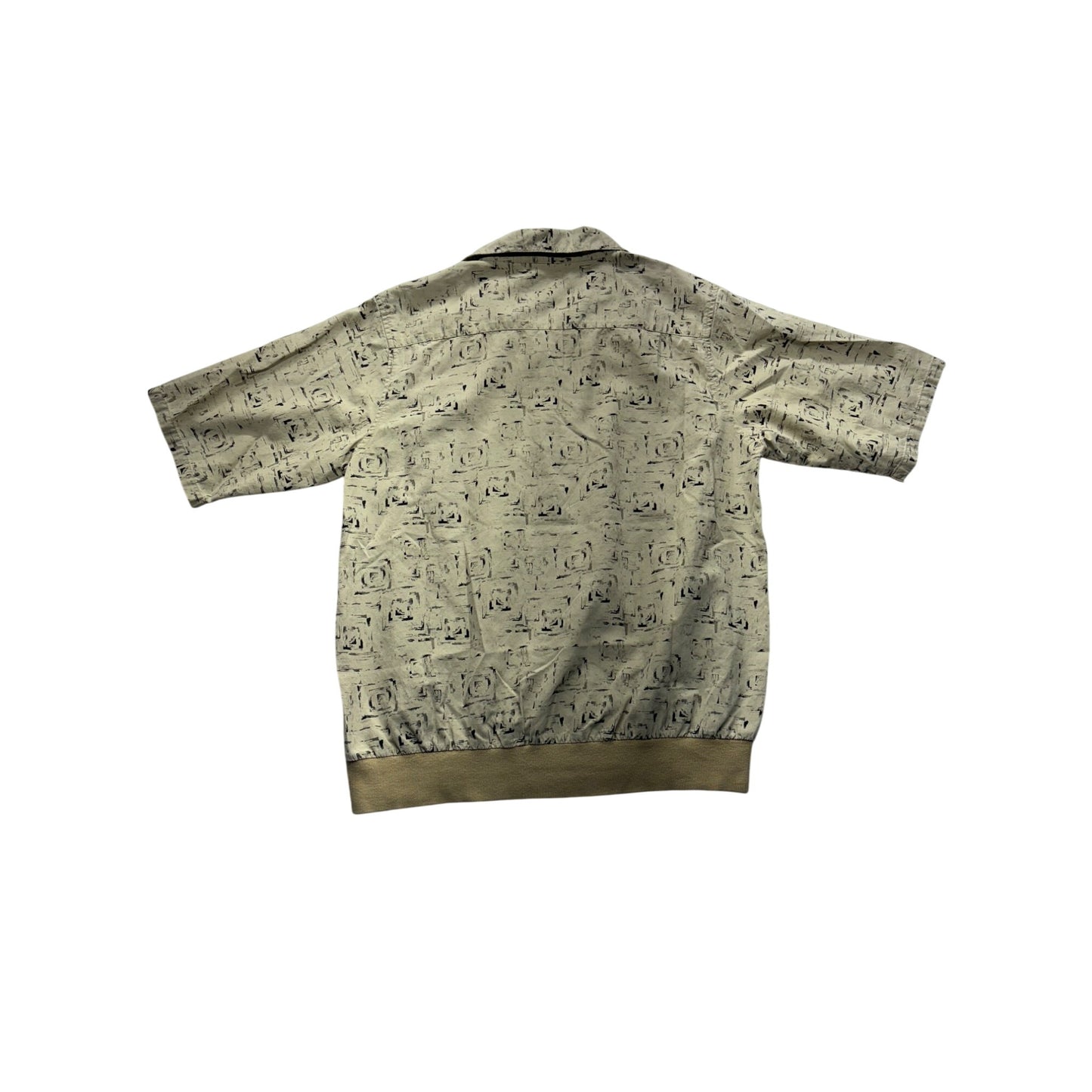 Vintage Protégé Mens M Beige Abstract Silk/Cotton Polo #7447