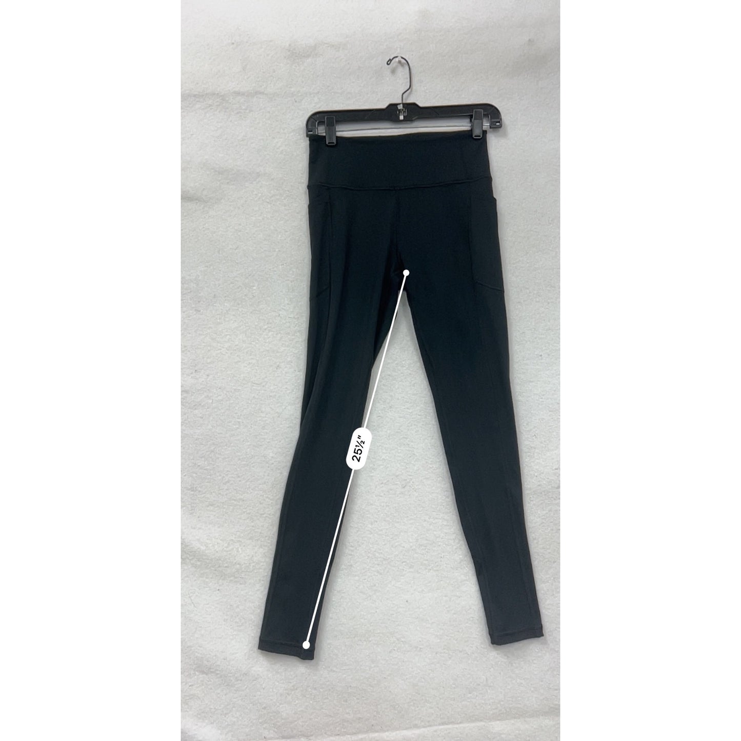 Womens Black High-Waisted Active Leggings With Pockets Size S #6593