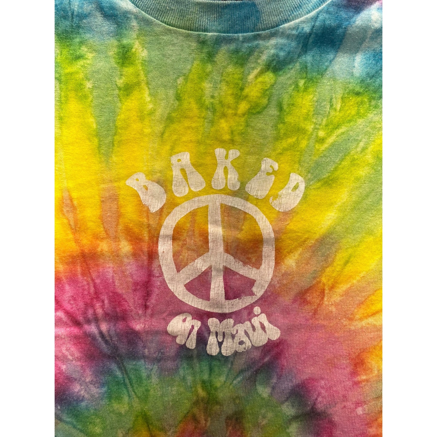 Colortone Tie-Dye T-Shirt XL "Baked On Maui" Peace Sign #7157