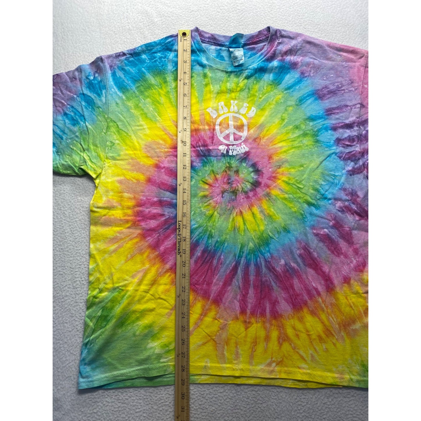 Colortone Tie-Dye T-Shirt XL "Baked On Maui" Peace Sign #7157