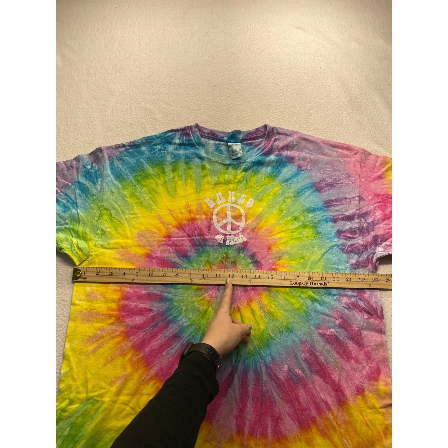 Colortone Tie-Dye T-Shirt XL "Baked On Maui" Peace Sign #7157