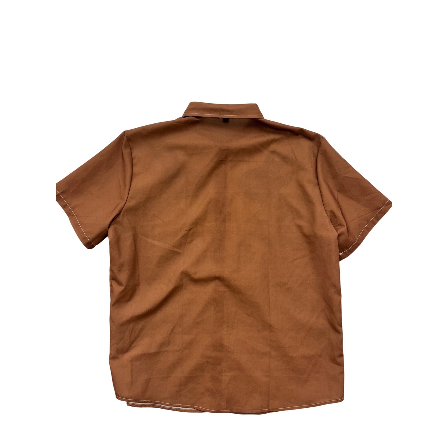Mens XL Brown & Yellow Graphic Short Sleeve Button-Up Shirt By Ouku #6535