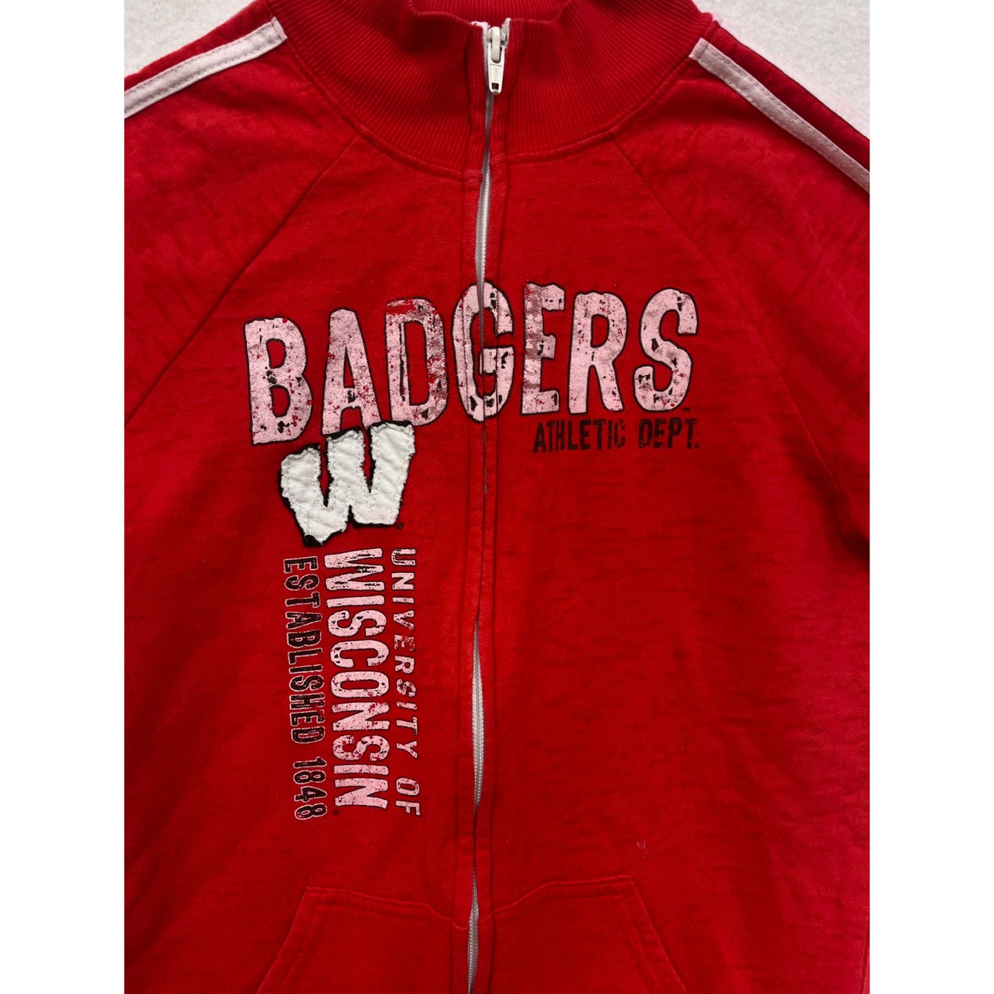 University Of Wisconsin Badgers Youth Full-Zip Red Sweatshirt Jacket #2992