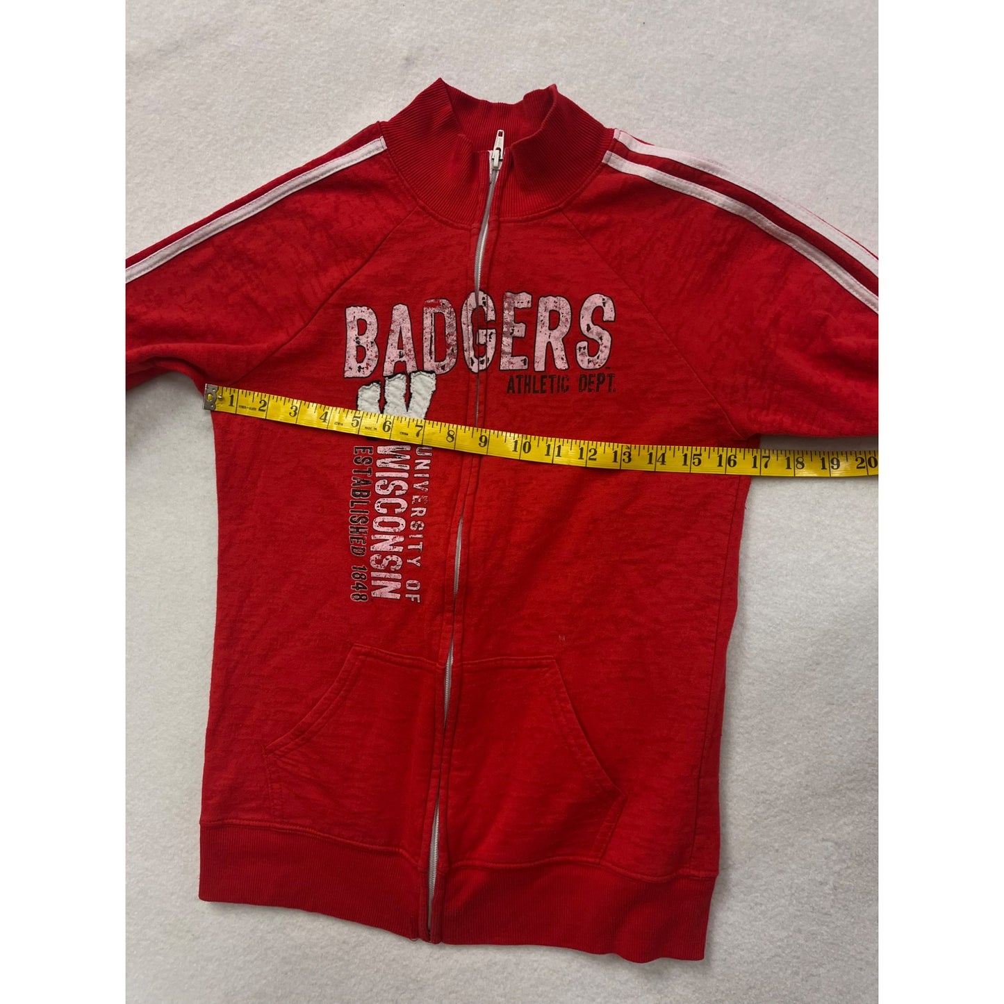 University Of Wisconsin Badgers Youth Full-Zip Red Sweatshirt Jacket #2992