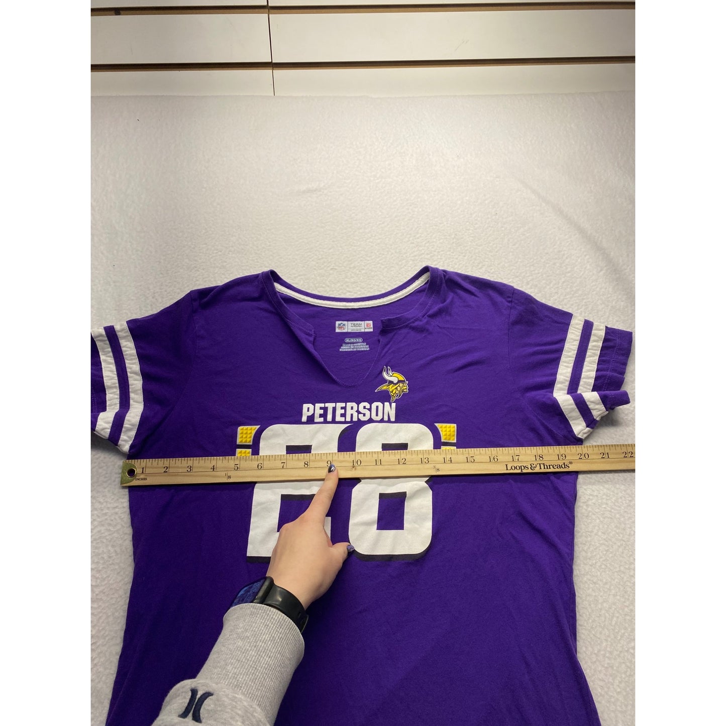 NFL Team Apparel Womens Adrian Peterson Vikings Jersey Style T-Shirt #7354