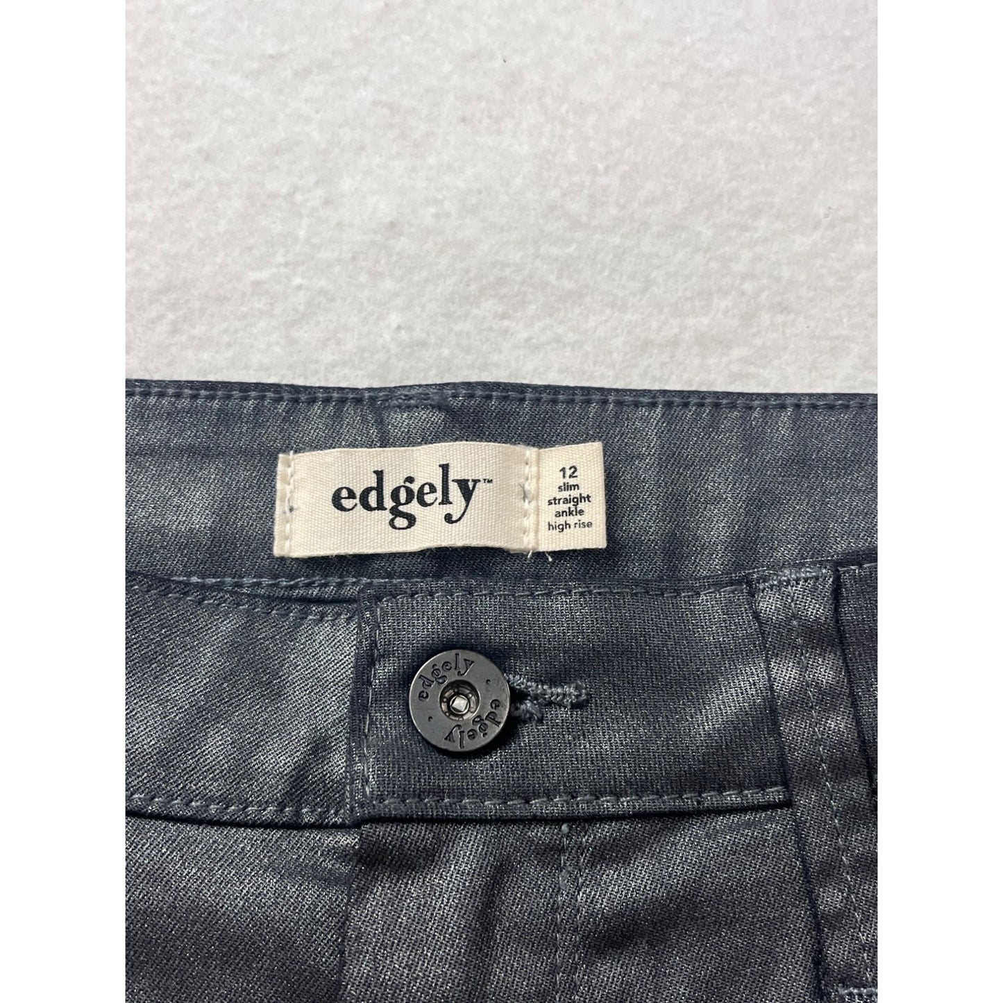 Womens Black Straight High Rise Pants Size 12 By Edgely #8184