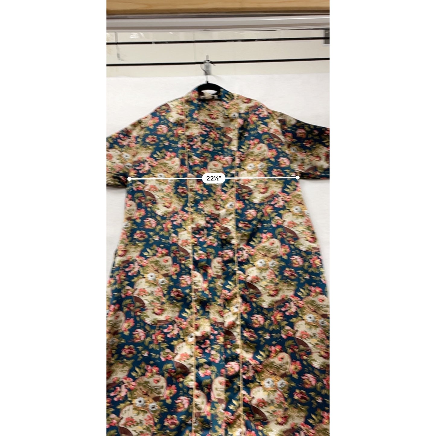 Rare Vintage Christian Dior Floral Satin Long Robe With Tie Belt & Piping Details #8020
