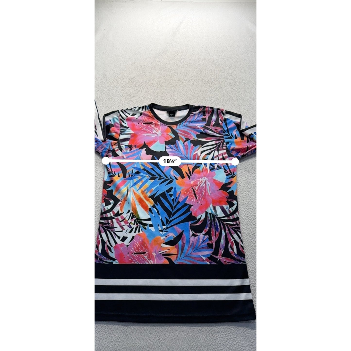 Alexandra Collection Floral & Striped Long Sleeve Top S Black 245B