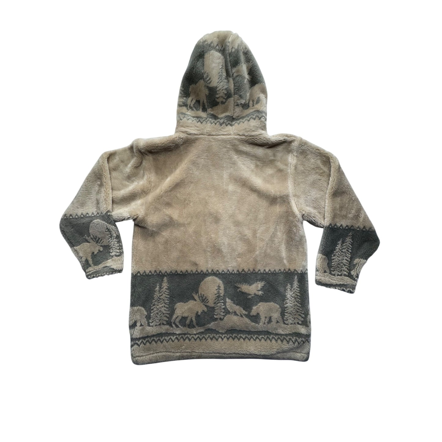 Andrea Fay Hooded Zip-Up Wildlife Scene Fleece Jacket #7515