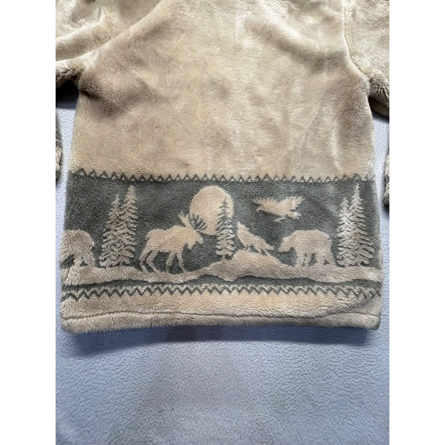 Andrea Fay Hooded Zip-Up Wildlife Scene Fleece Jacket #7515