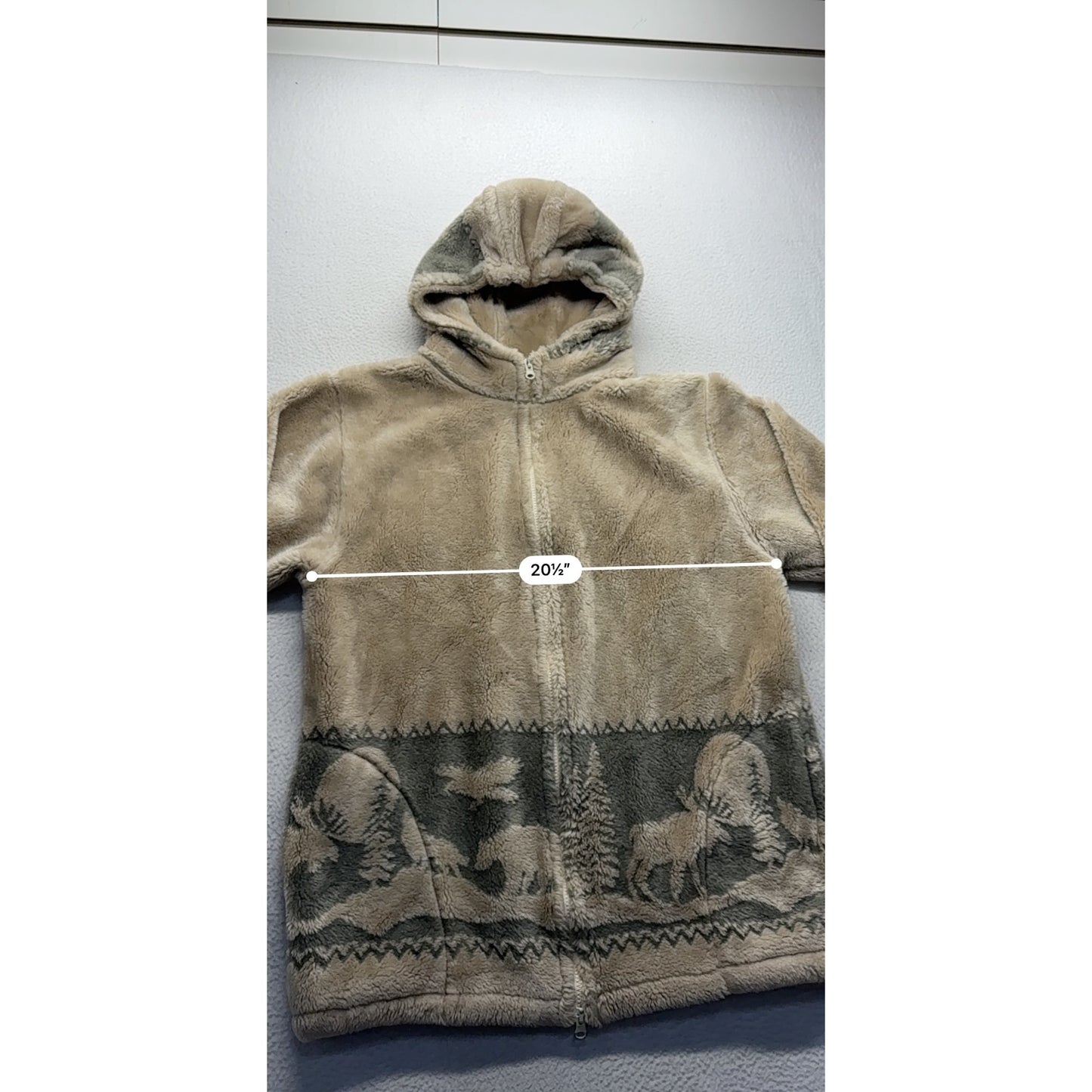Andrea Fay Hooded Zip-Up Wildlife Scene Fleece Jacket #7515