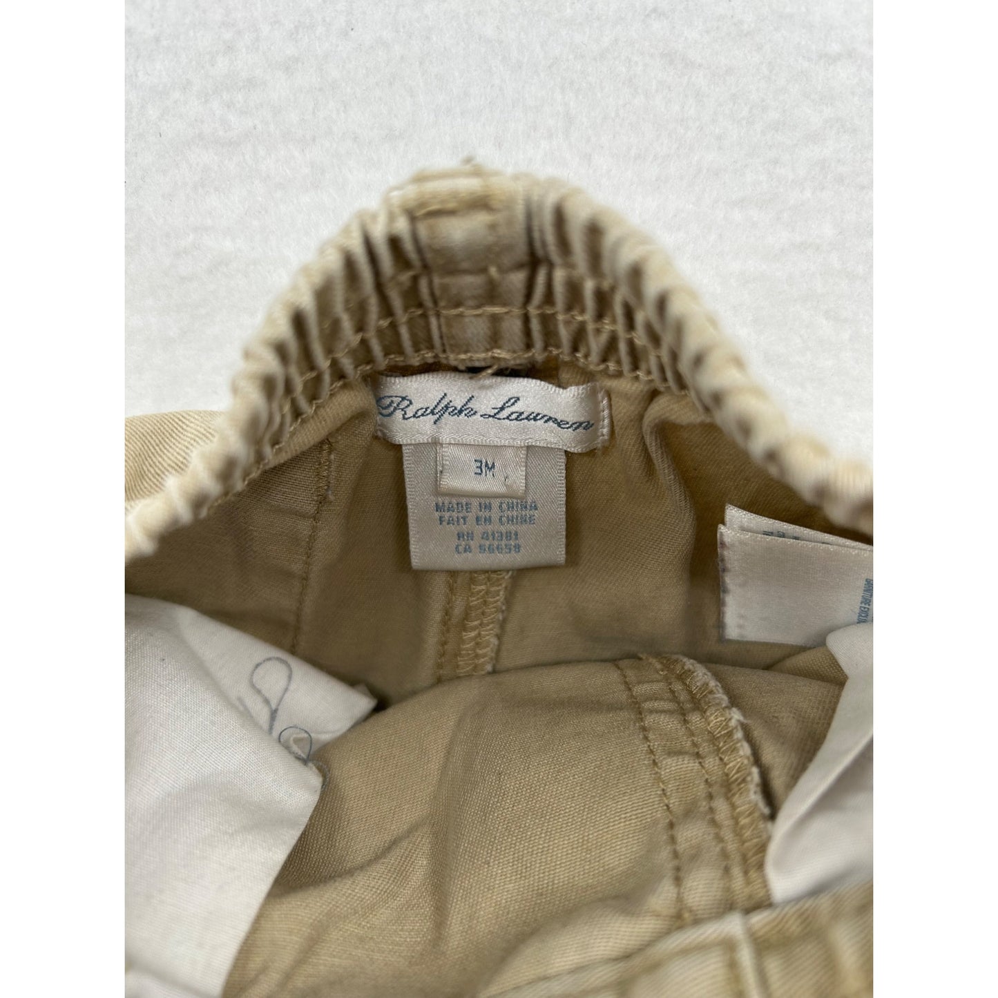 Ralph Lauren Baby Khaki Elastic Waist Shorts With Drawstring #6476