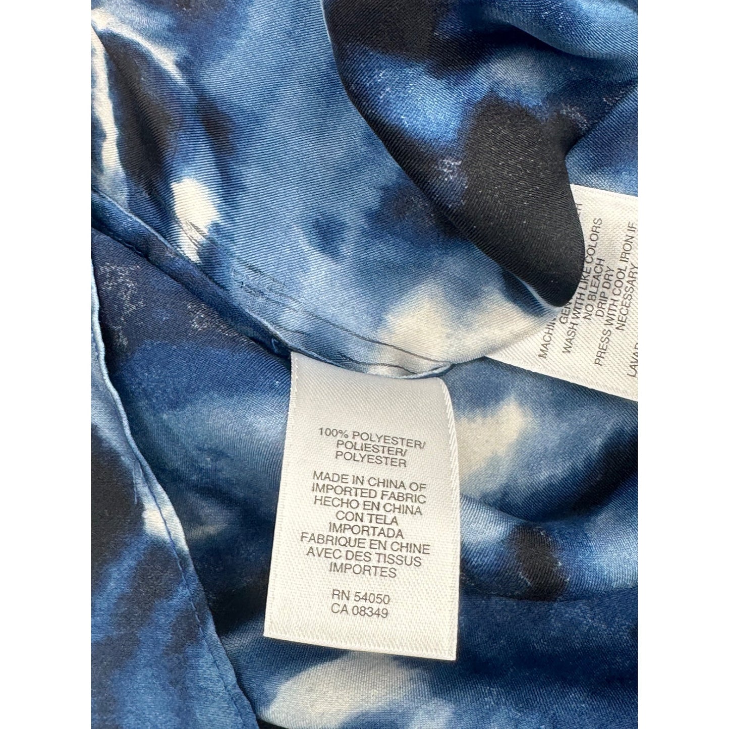 Anne Klein Womens Blue Tie-Dye Sleeveless Ruffled Blouse L #6316