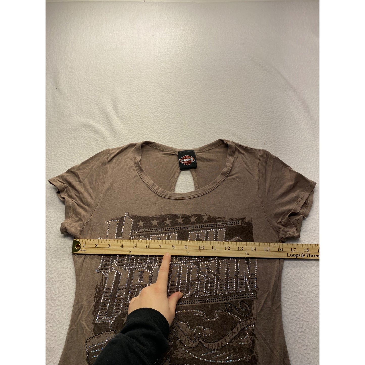 Harley-Davidson Womens Graphic T-Shirt With Rhinestones & Keyhole Back #7040