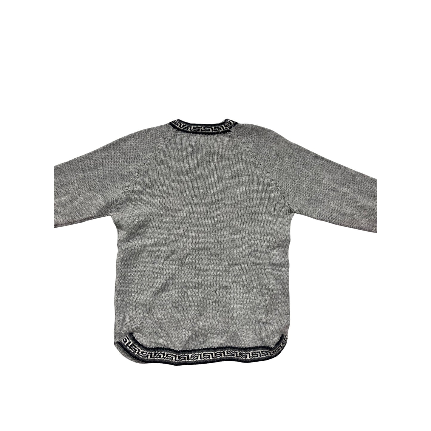 Gray Knitted Sweater With Black Llama Design #8199