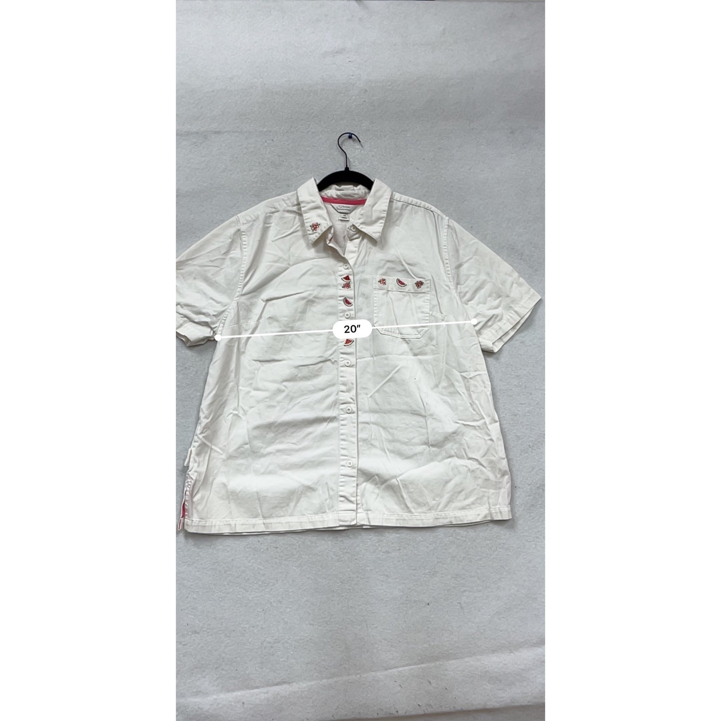 C.J. Banks Embroidered Watermelon & Daisy Button-Up Shirt 1X #615A