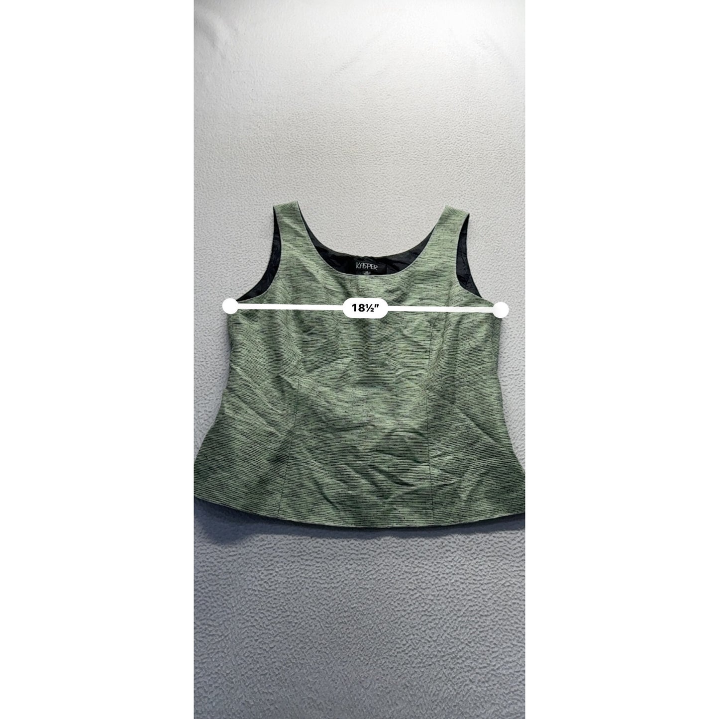Kasper Green Textured Sleeveless Top Size 12 Silk Blend Side Zipper #9203