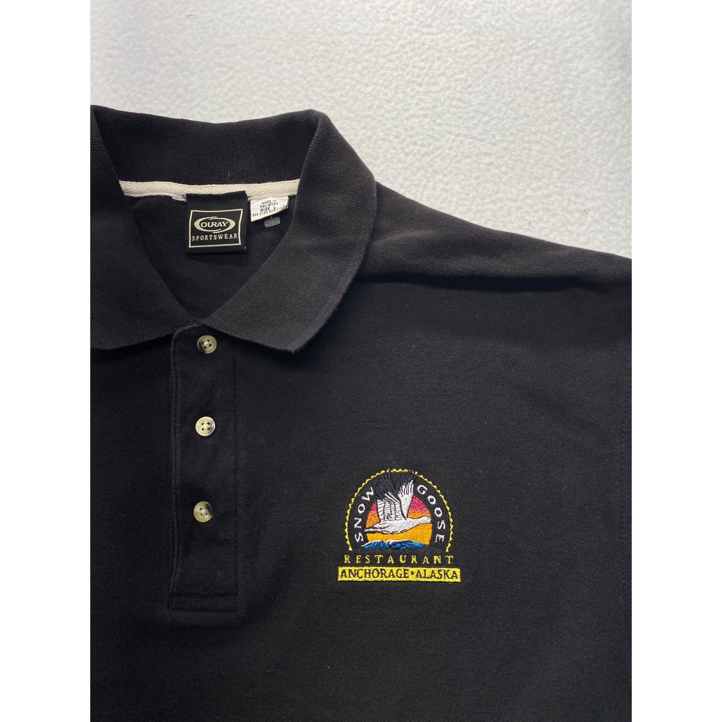 Vintage Ouray Sportswear Polo Shirt Snow Goose Anchorage Alaska #7135
