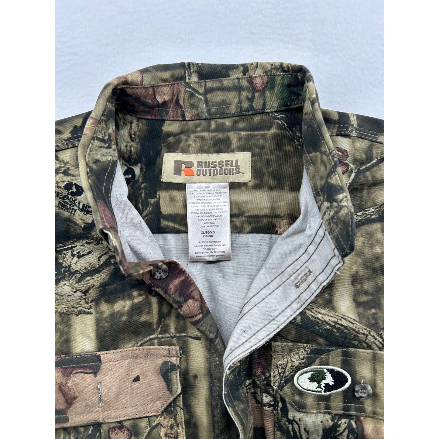 Russell Outdoors Mens Camouflage Button-Up Shirt Long Sleeve Cotton Blend Hunting & Outdoor Apparel #6485