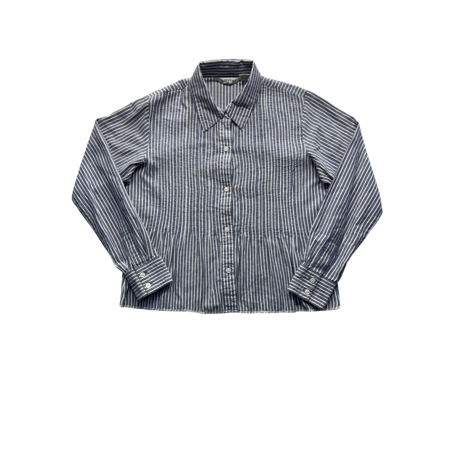 Orvis Blue & White Striped Cotton Shirt S #223B