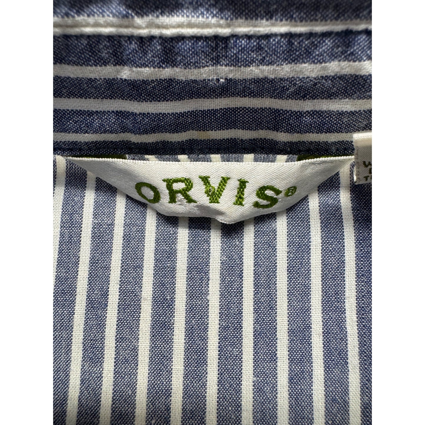Orvis Blue & White Striped Cotton Shirt S #223B