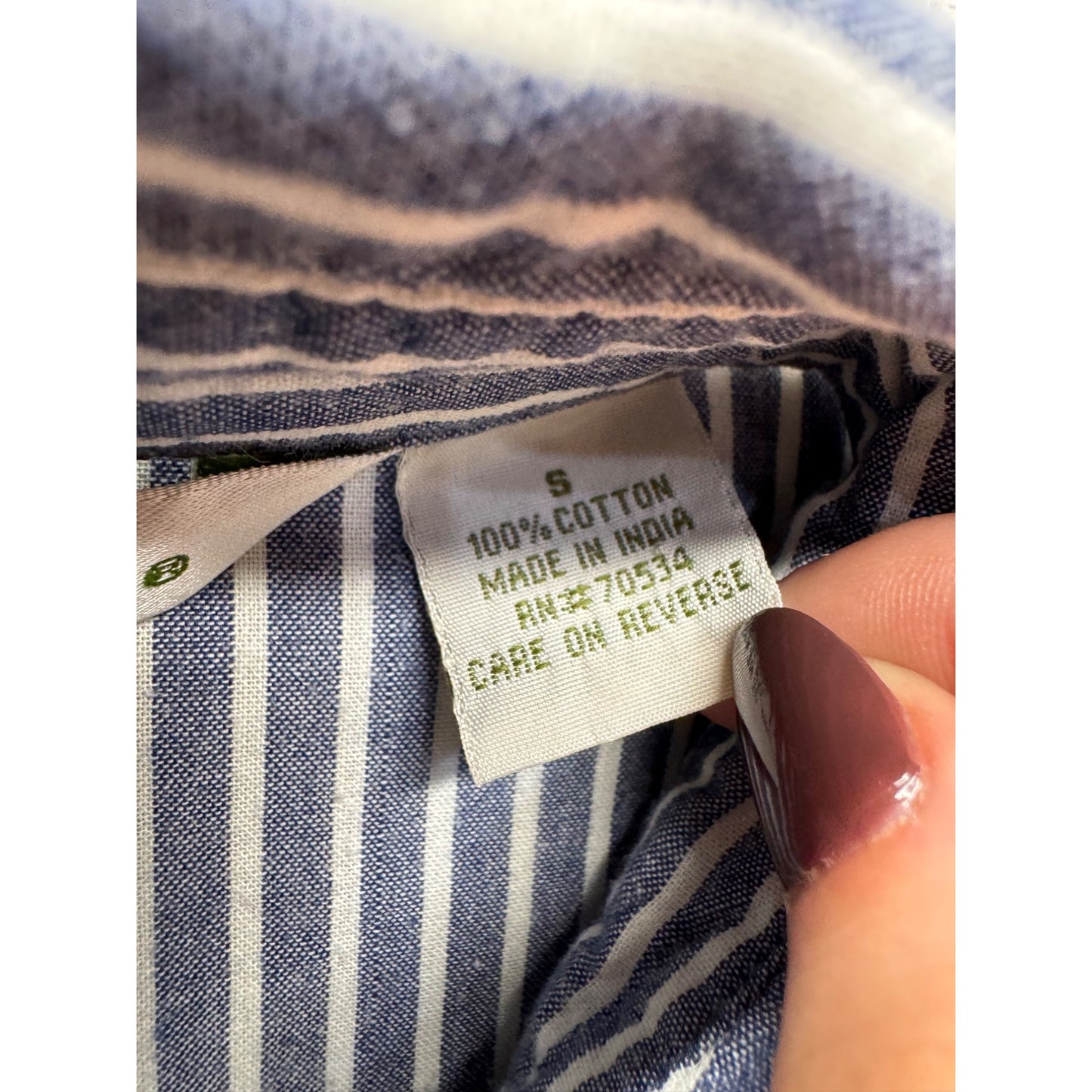 Orvis Blue & White Striped Cotton Shirt S #223B