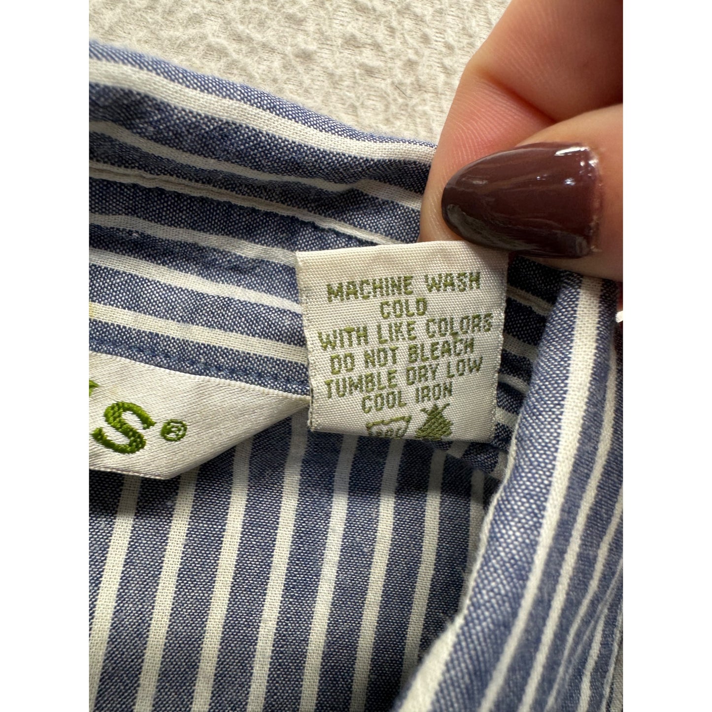 Orvis Blue & White Striped Cotton Shirt S #223B