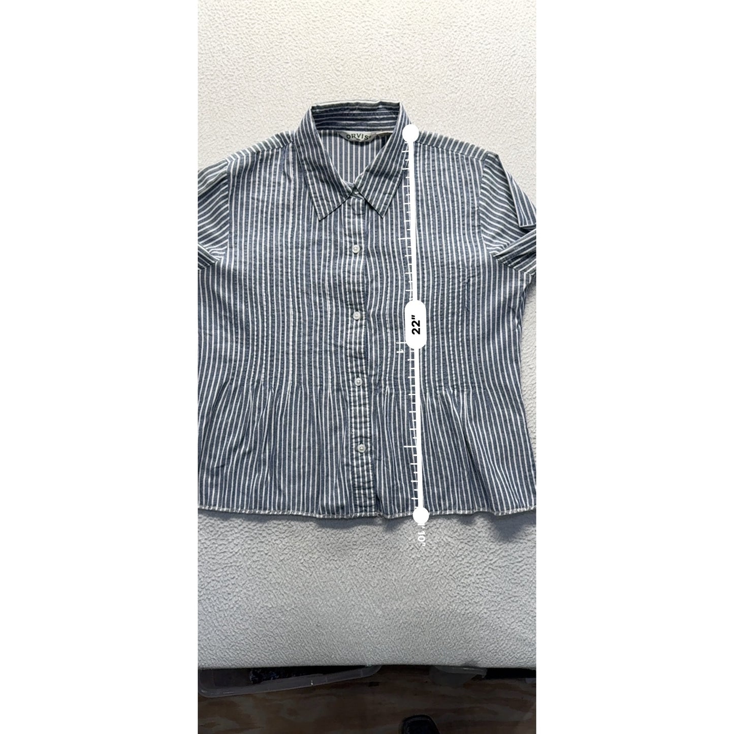 Orvis Blue & White Striped Cotton Shirt S #223B
