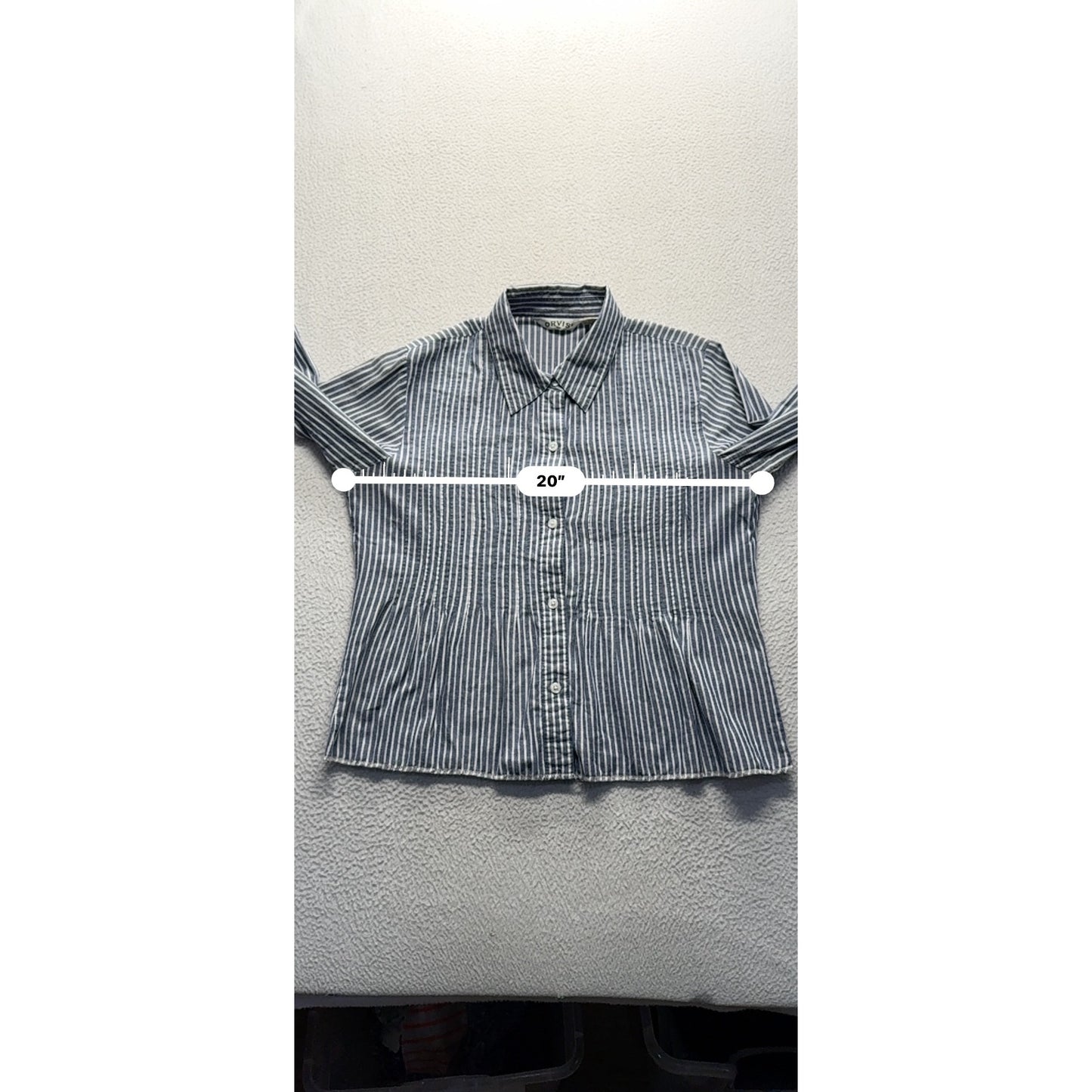Orvis Blue & White Striped Cotton Shirt S #223B