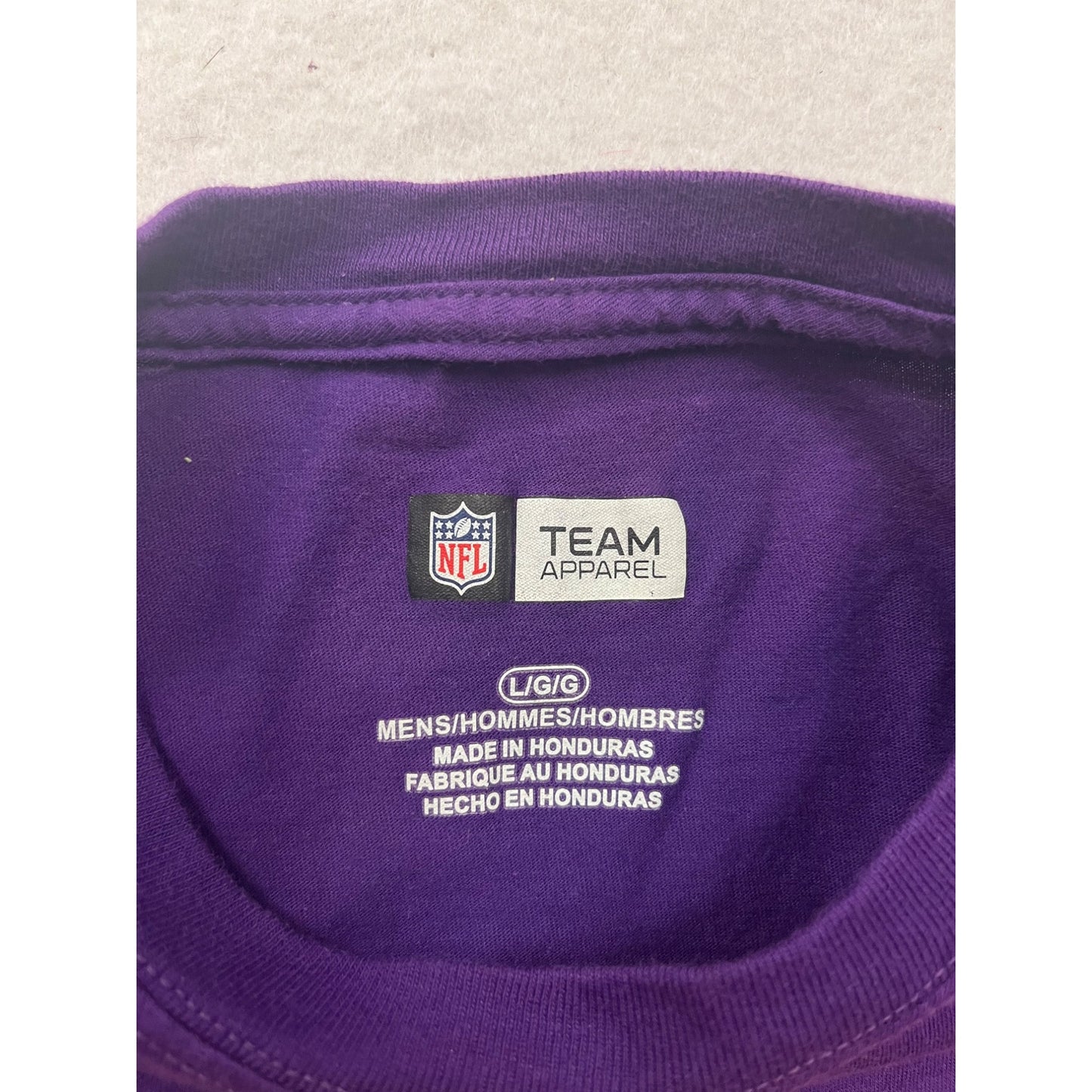 NFL Team Apparel Minnesota Vikings Purple Long Sleeve Mens T-Shirt Size L Cotton #6835