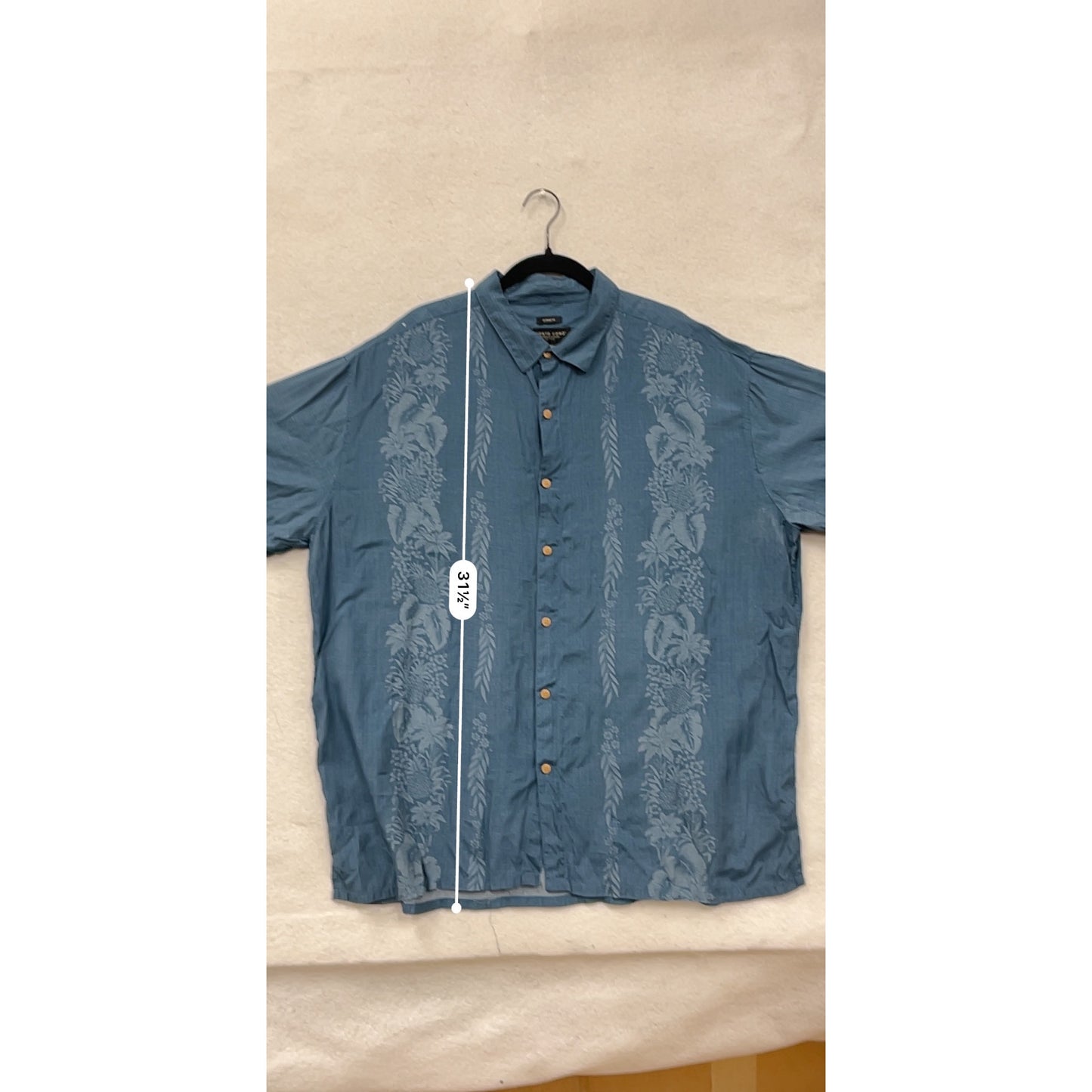 Pronto Uomo Mens XXL Classic Fit Blue Hawaiian Print Short Sleeve Button-Up Shirt #6901