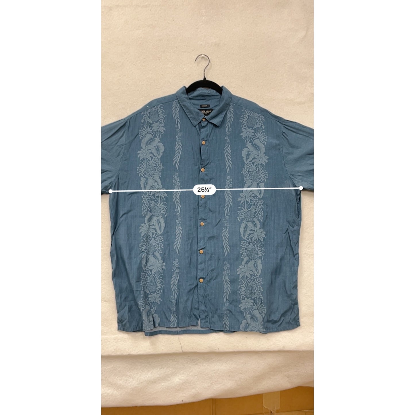 Pronto Uomo Mens XXL Classic Fit Blue Hawaiian Print Short Sleeve Button-Up Shirt #6901