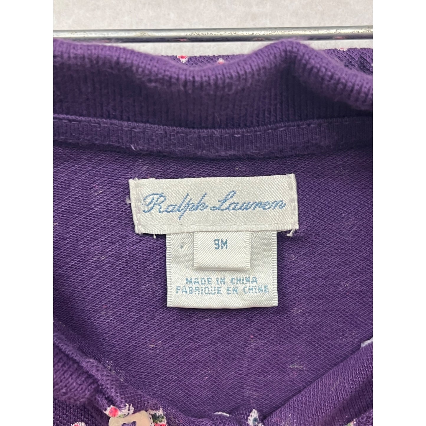 Ralph Lauren Baby Girl 9M Purple Printed Polo Dress Set #8004