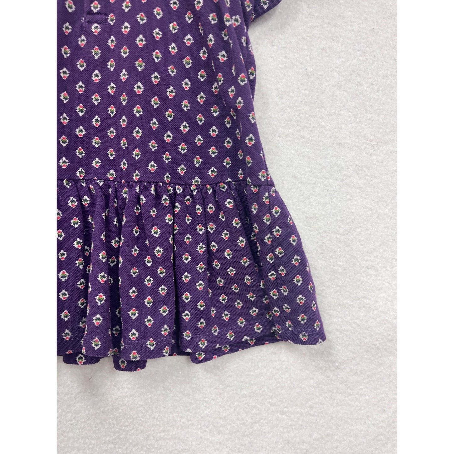 Ralph Lauren Baby Girl 9M Purple Printed Polo Dress Set #8004