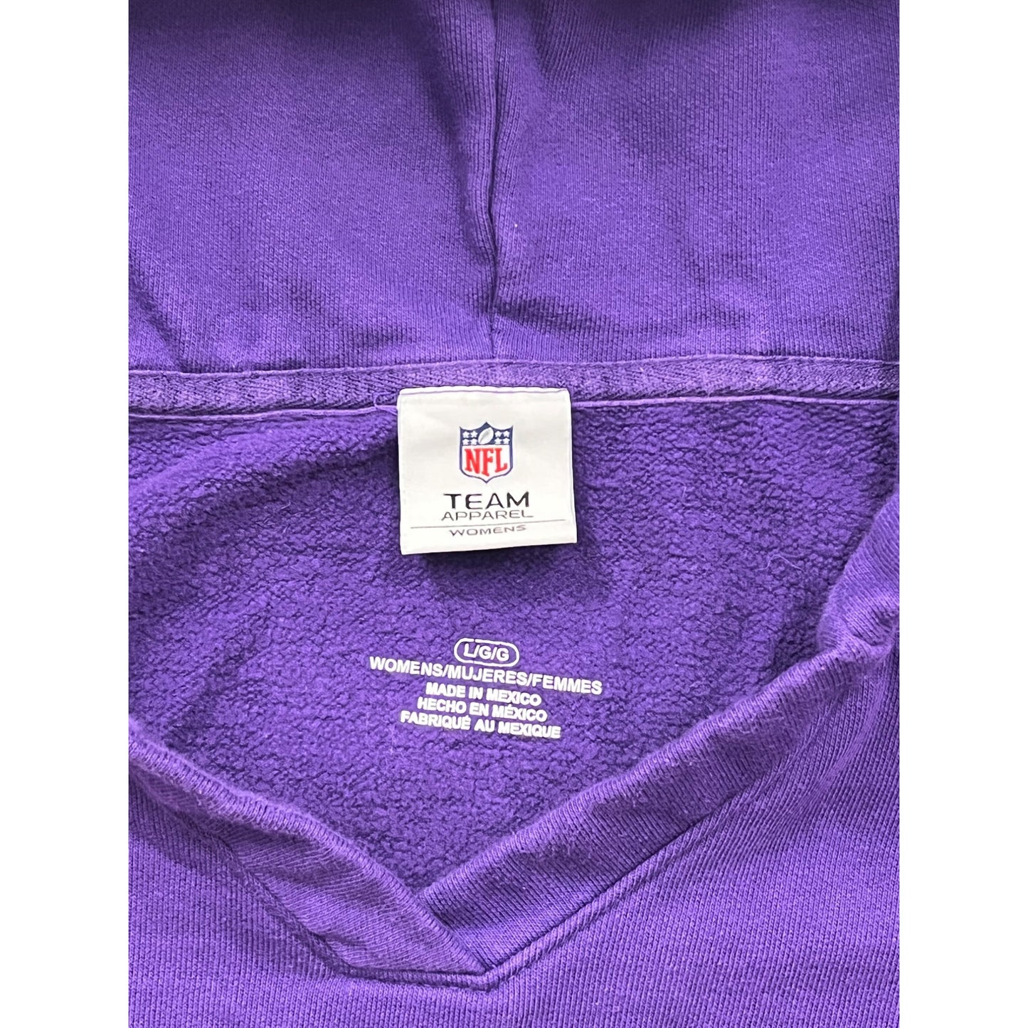 Minnesota Vikings NFL Womens Purple Hoodie Sweatshirt Large With Kangaroo Pocket #6842
