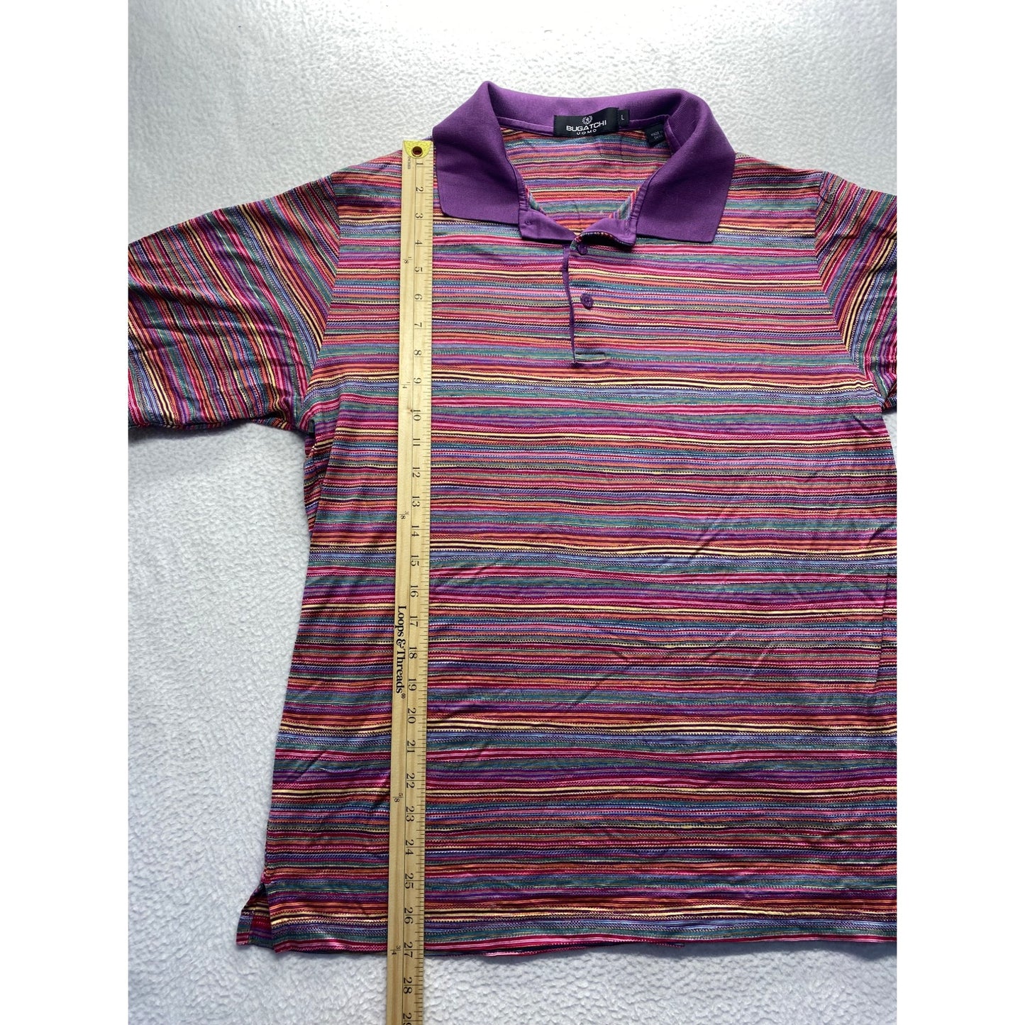 Bugatchi Uomo Mens Striped Polo 100% Mercerized Cotton #7119