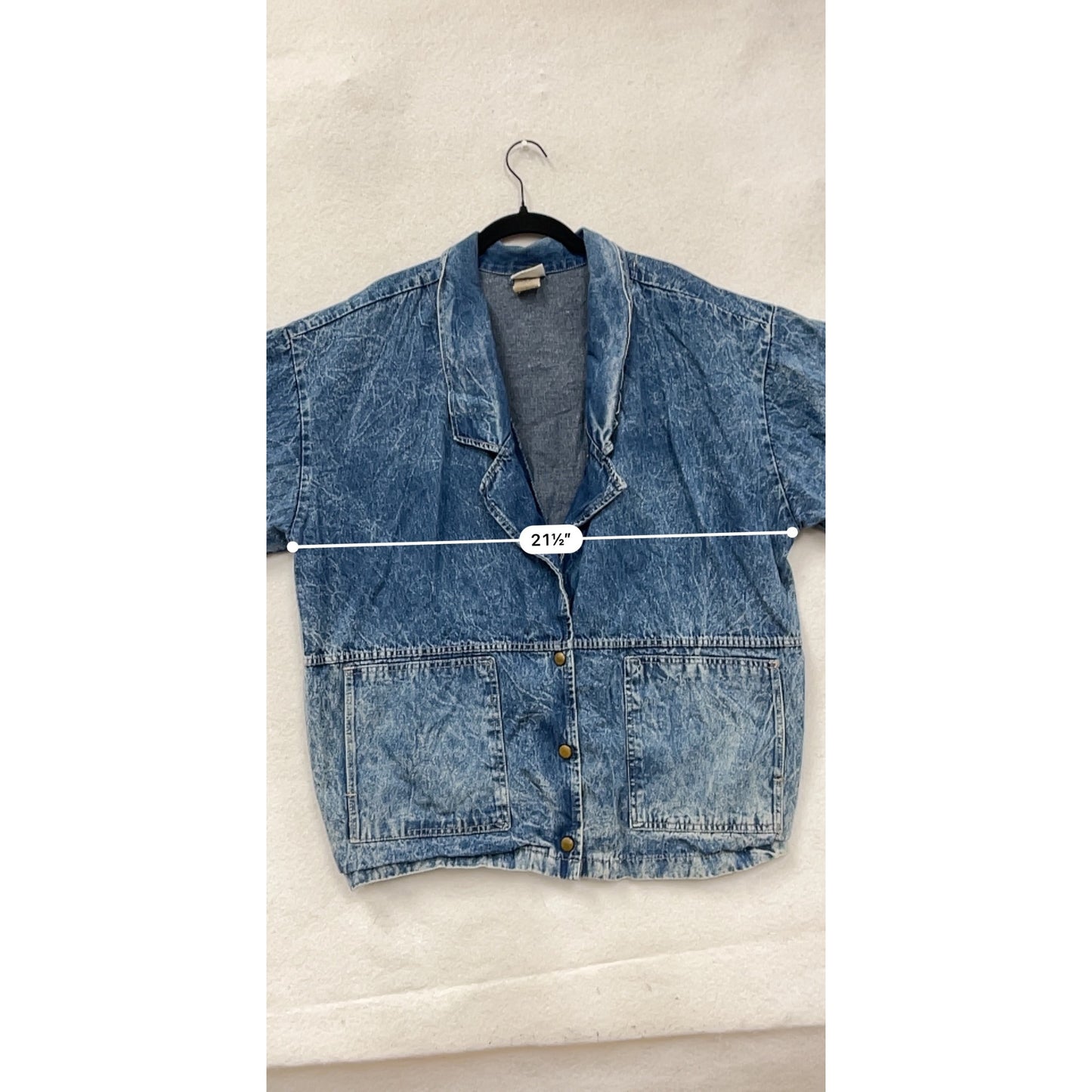 Vintage Carlyle Medium Denim Jacket With Button Front Wide Lapels #8656