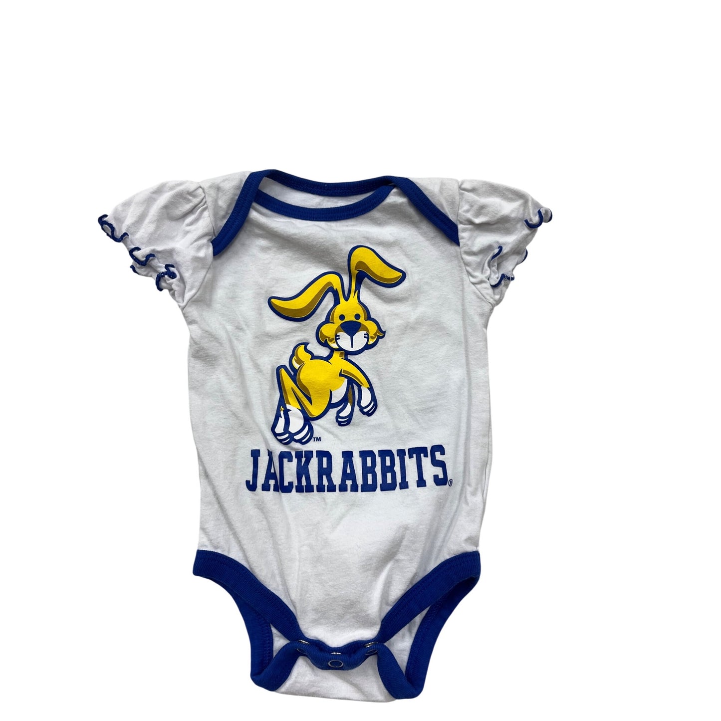 South Dakota State Jackrabbits Baby Bodysuit 0/3M White & Blue #6457