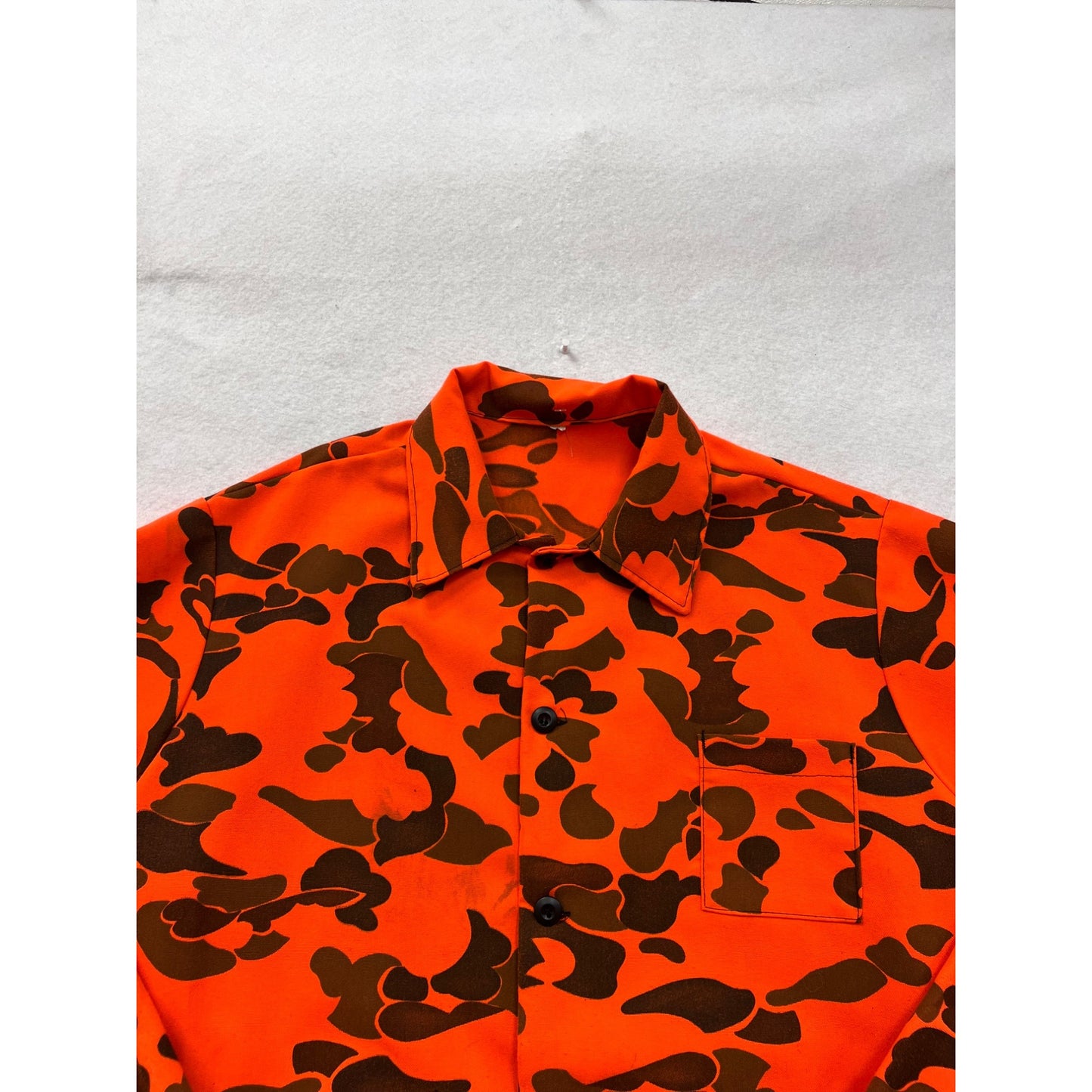 Orange & Brown Camo Hunting Jacket With Button Front 4 Pockets & Long Sleeves #8975