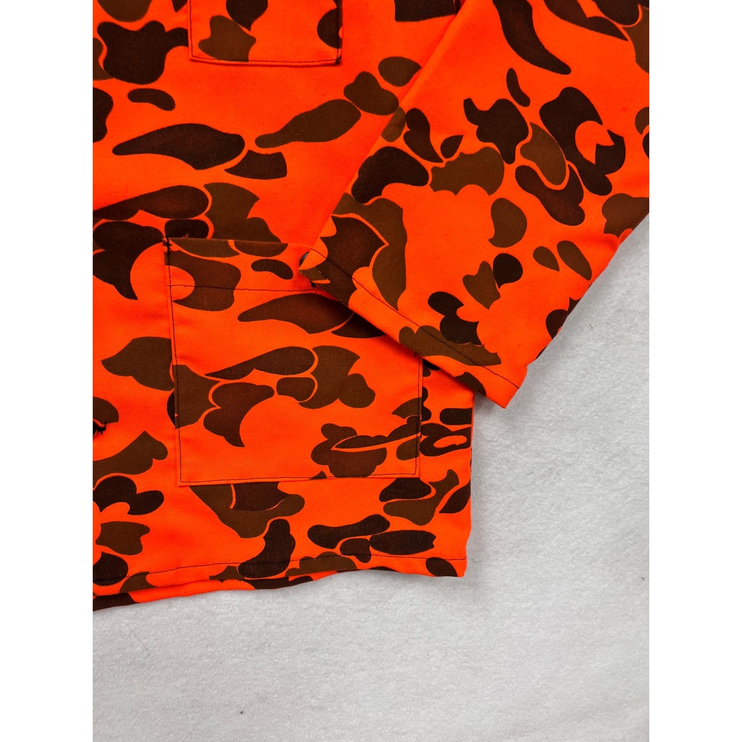 Orange & Brown Camo Hunting Jacket With Button Front 4 Pockets & Long Sleeves #8975