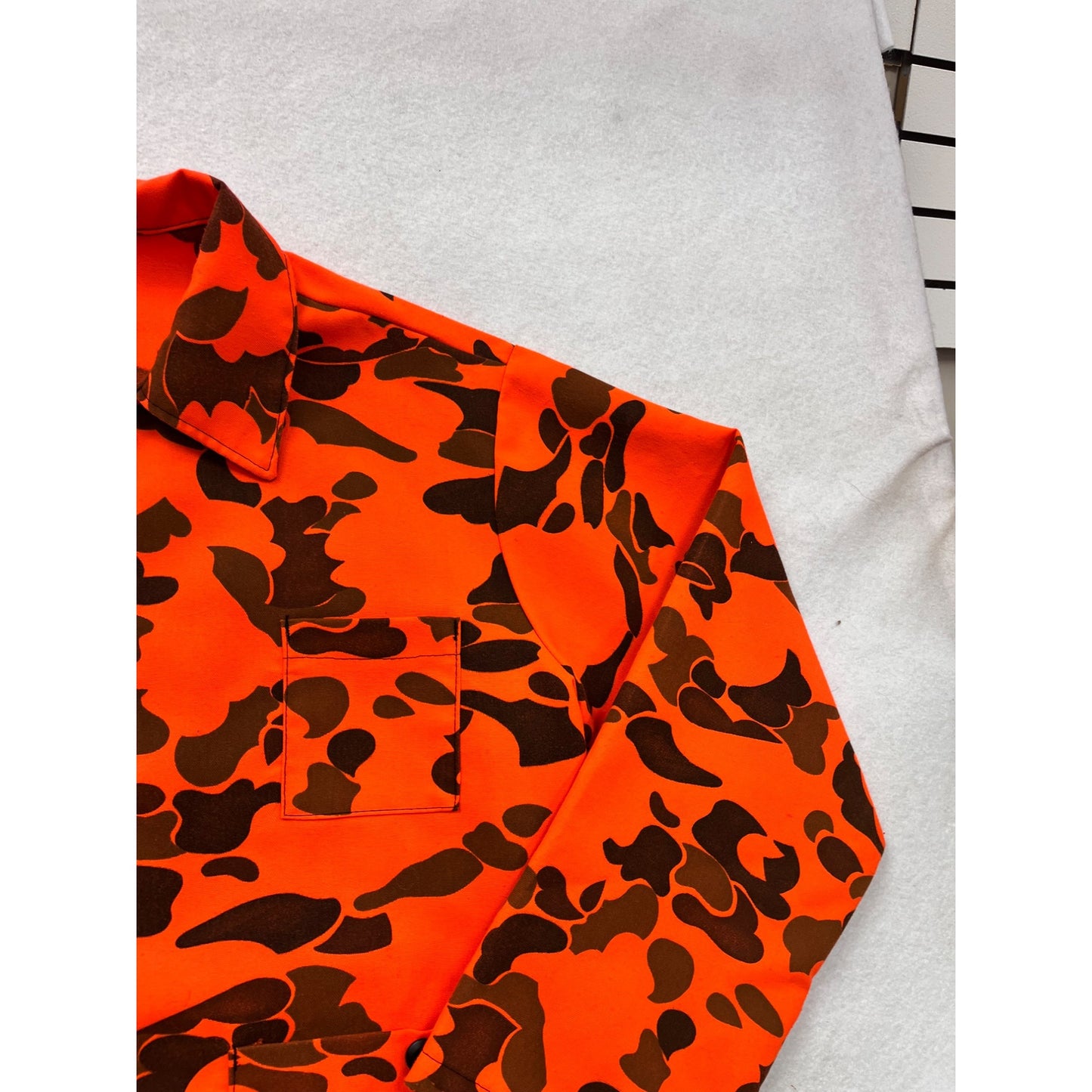 Orange & Brown Camo Hunting Jacket With Button Front 4 Pockets & Long Sleeves #8975