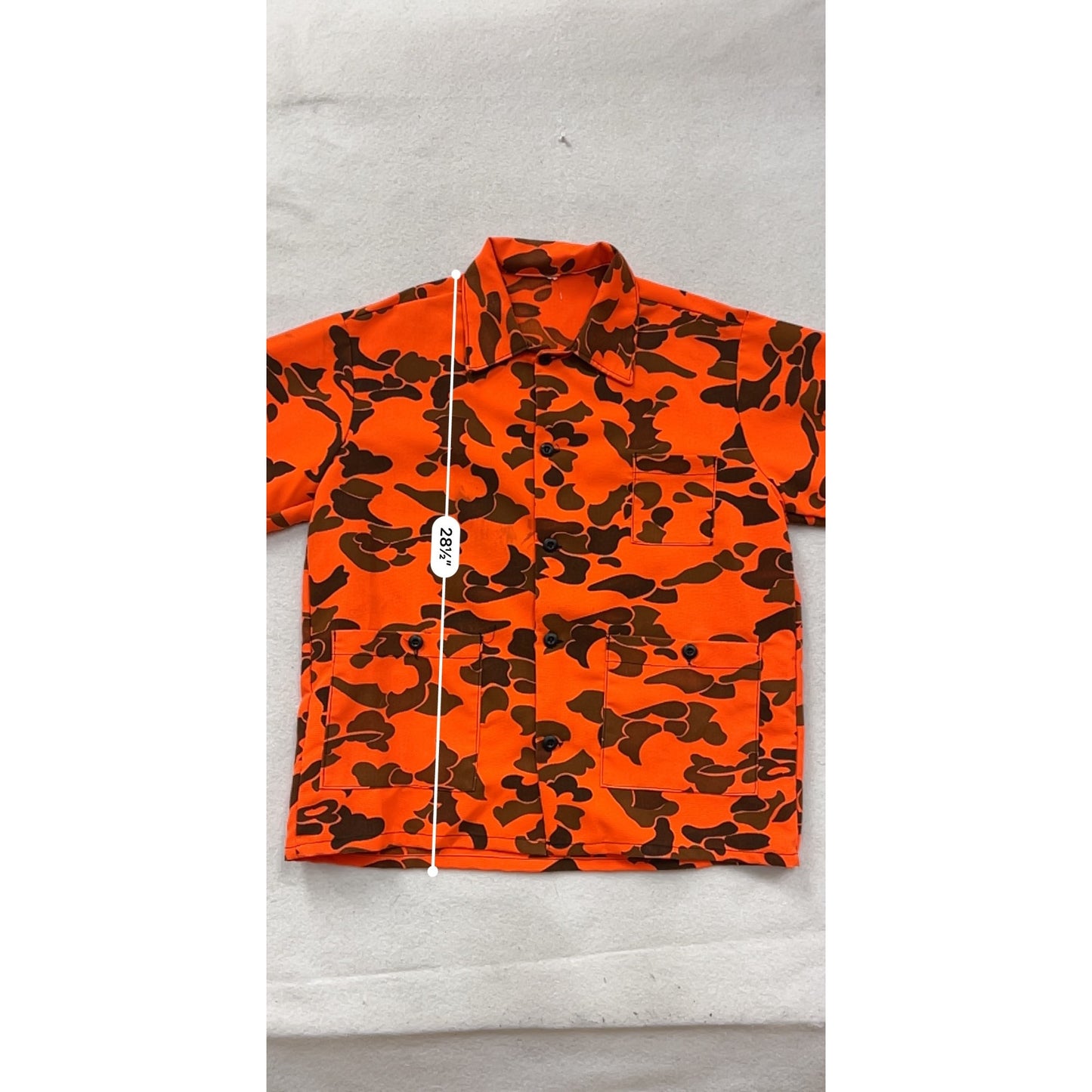 Orange & Brown Camo Hunting Jacket With Button Front 4 Pockets & Long Sleeves #8975
