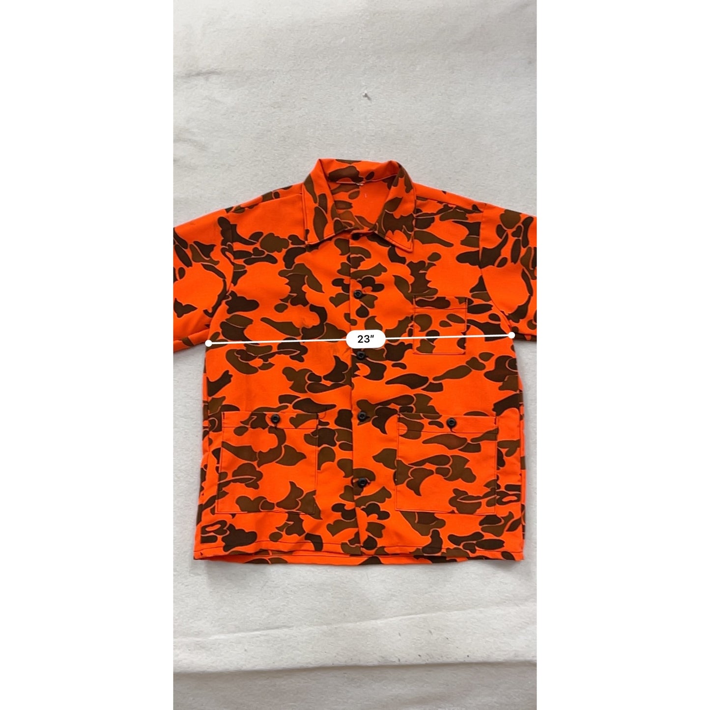 Orange & Brown Camo Hunting Jacket With Button Front 4 Pockets & Long Sleeves #8975