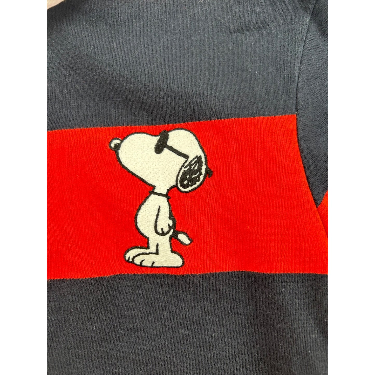 Snoopy Striped Rugby Polo Long Sleeve Red & Navy #6445