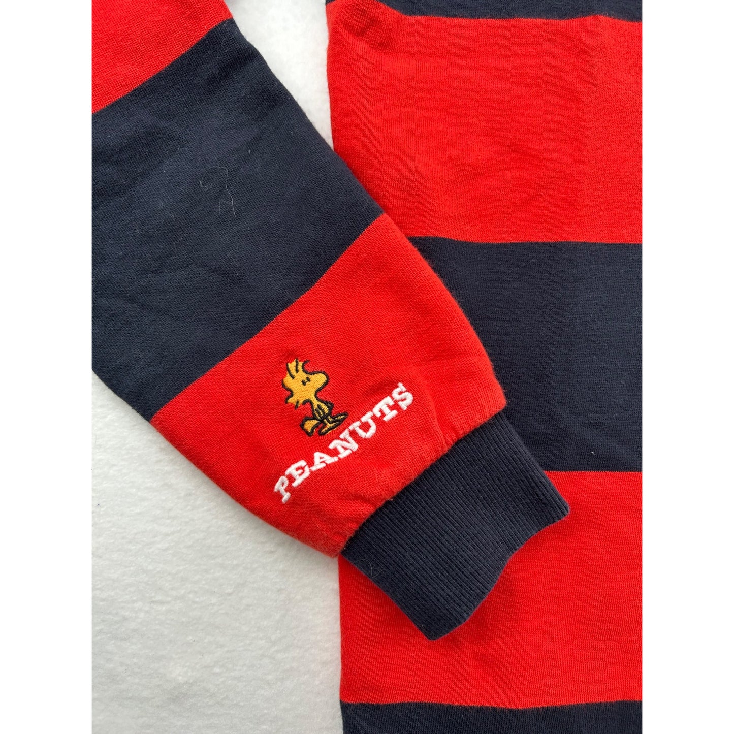 Snoopy Striped Rugby Polo Long Sleeve Red & Navy #6445